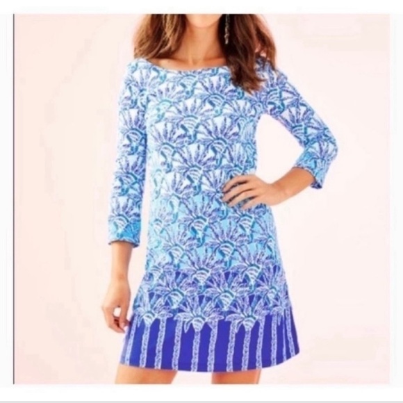 Lilly Pulitzer Bay Dress Whisper Blue One of a Kind Engineered Dress XXS - Picture 1 of 9